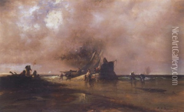 Stranded, Coast Of France Oil Painting - Franklin Dullin Briscoe