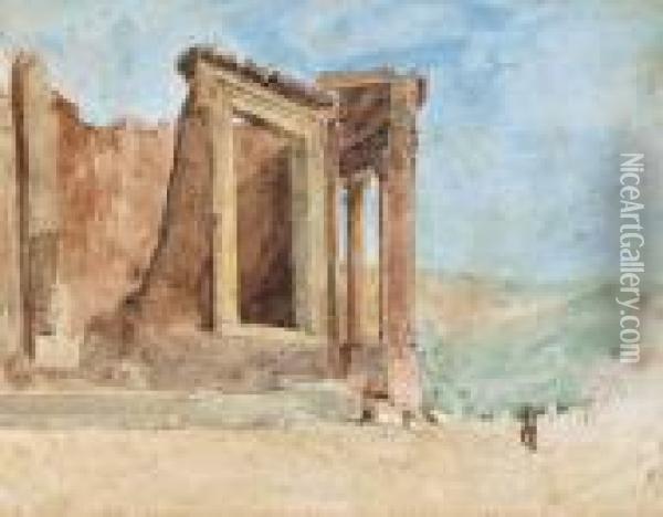 Figures Before The Acropolis Oil Painting - William James Muller