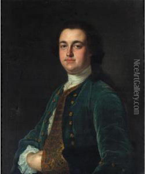 Portrait Of A Gentleman, Possibly Sir Thomas Hesketh, 1st Bt. (1728-1778) Oil Painting - Henry Pickering