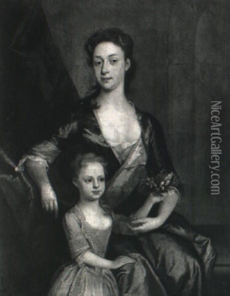 Portrait Of Lady With Her Son Oil Painting - Isaac Whood