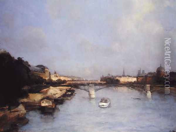 River Seine, Paris Oil Painting - Antoine Vollon