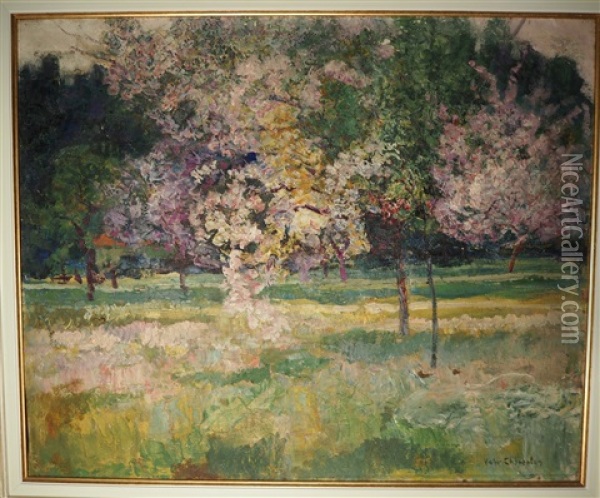 Le Verger En Fleurs Oil Painting - Victor Charreton