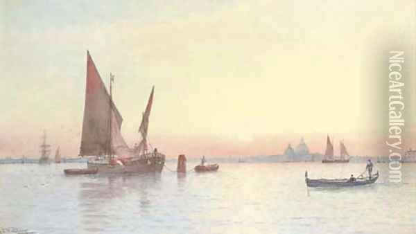 Venetian craft on the lagoon before Santa Maria della Salute Oil Painting - George Stanfield Walters