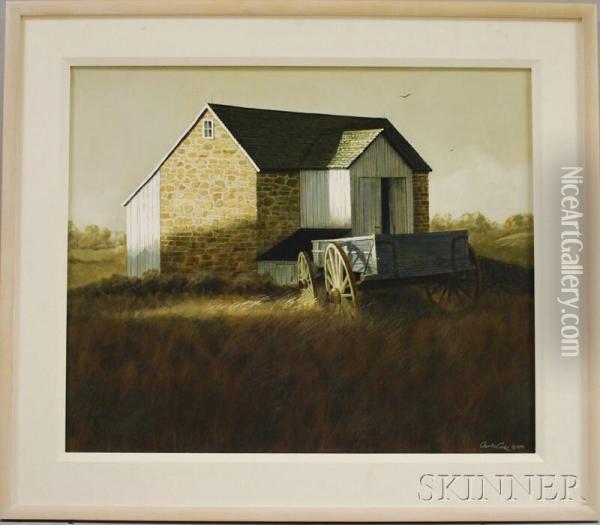 View Of A Barn Oil Painting - Albert Charles Cooke