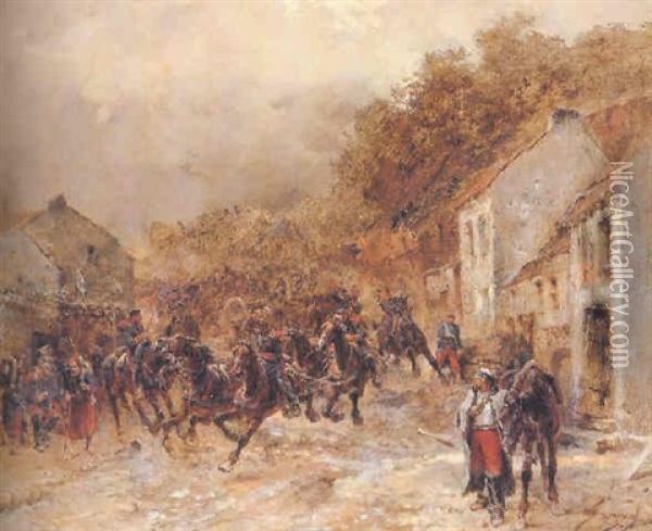 Storming The Town Oil Painting - Wilfrid Constant Beauquesne