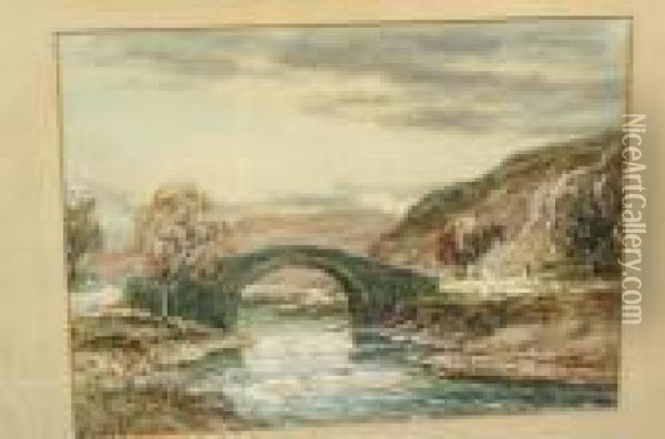 An Old Roman Bridge, Pitlochry, Perthshire Oil Painting - John Hamilton Glass
