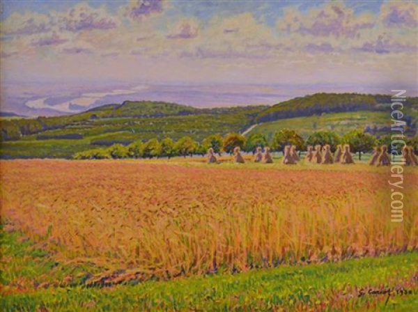 Wheat Field Oil Painting - Gustave Camille Gaston Cariot