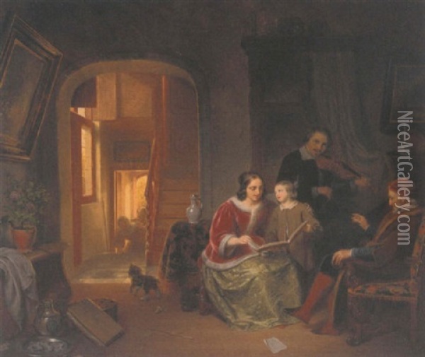 Family Pursuits Oil Painting - Robert van Eysden