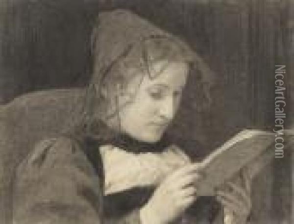 Lesende Junge Frau In Tracht Oil Painting - Albert Anker