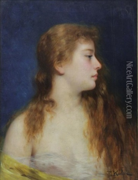 Portrait Of A Young Beauty Oil Painting - Franz Xavier Kosler