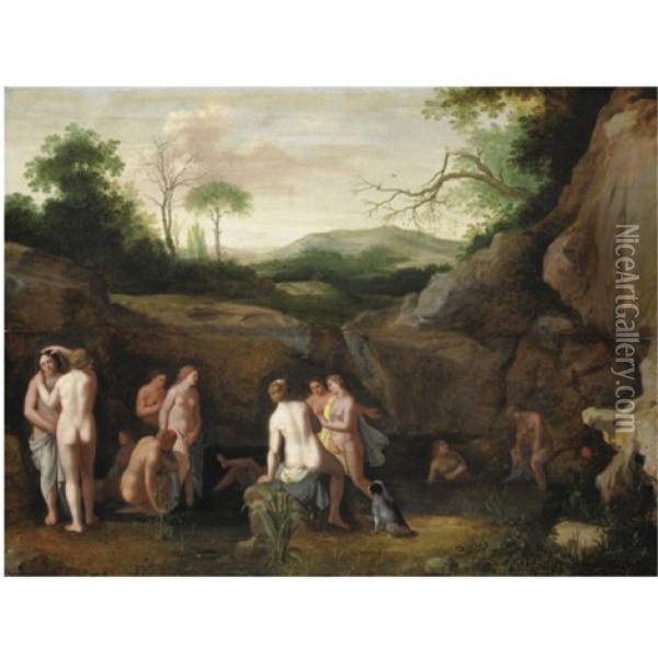 Il Bagno Di Diana Oil Painting - Cornelis Van Poelenburgh