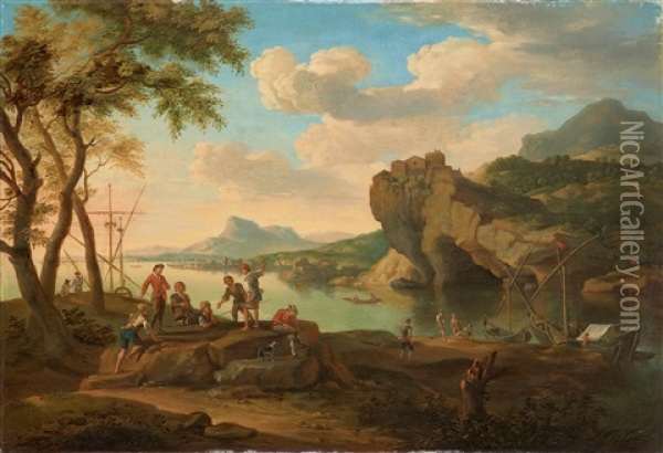 Sudliche Hafenszene Oil Painting - Jacob De Heusch