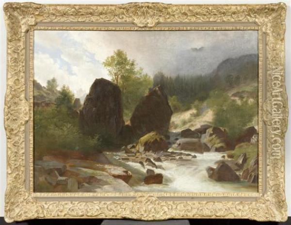 Mountain Stream Oil Painting - Gustave Castan