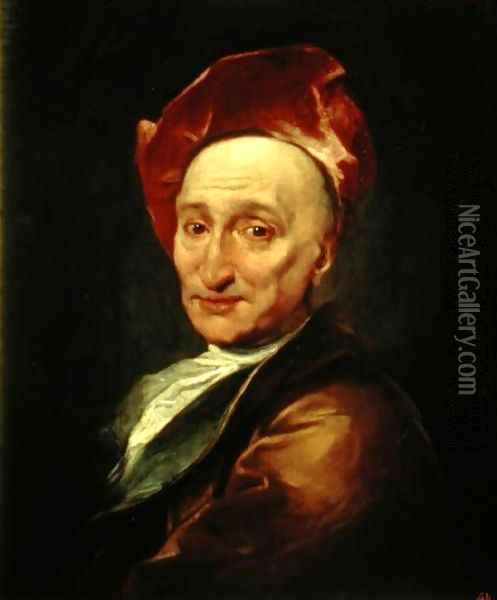 Portrait of Bernard Le Bovier sieur de Fontenelle Oil Painting - Hyacinthe Rigaud