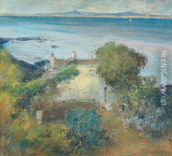 Casa Isolana Sul Golfo Di Napoli Oil Painting - Giuseppe Casciaro