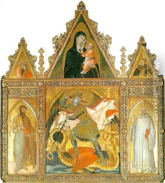 Altarpiece with Saint Michael Oil Painting - Ambrogio Lorenzetti