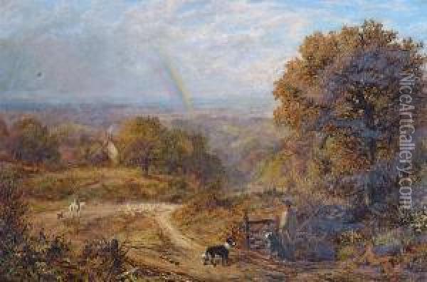 Landscape With Rainbow Oil Painting - George William Mote