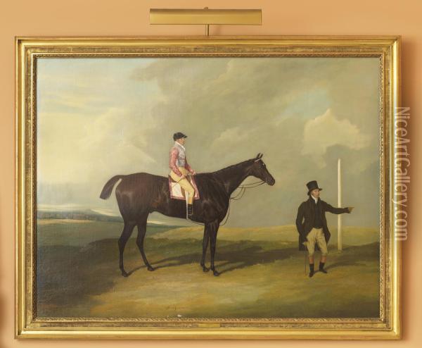Portrait Of Hexgrave, Jockey Up, With Owner Oil Painting - David of York Dalby