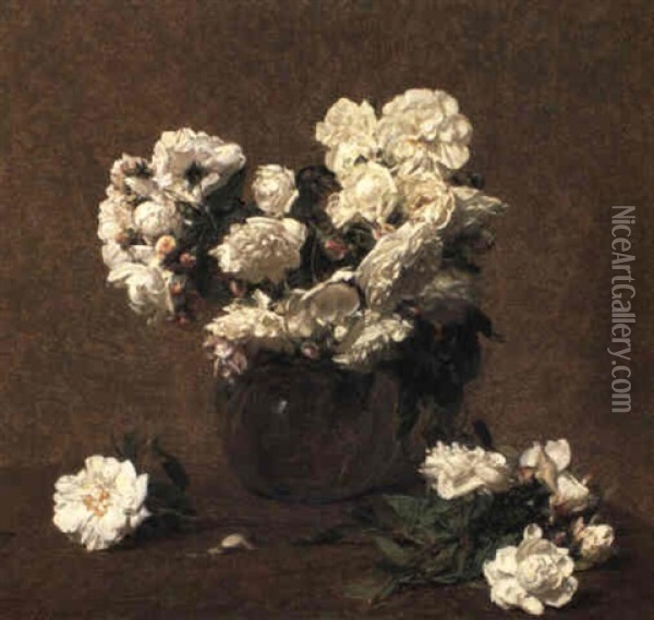Roses Aime Viebert Oil Painting - Henri Fantin-Latour