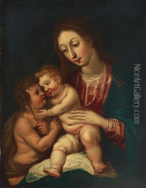 Madonna And Child Infant St John The Baptist Oil Painting - Jan Gossaert