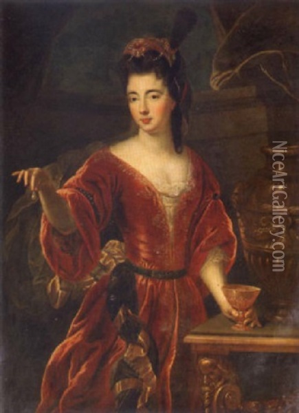 Portrait Of A Lady As Cleopatra Oil Painting - Jean-Baptiste Santerre