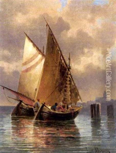Venezianische Fischer Oil Painting - Josef Mahorcig