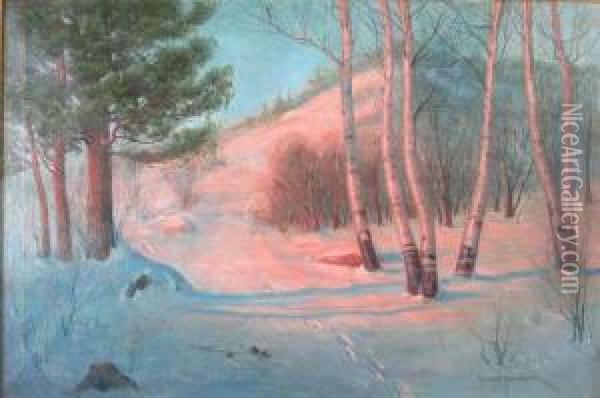 Winter Scene Oil Painting - Svend Rasmussen Svendsen