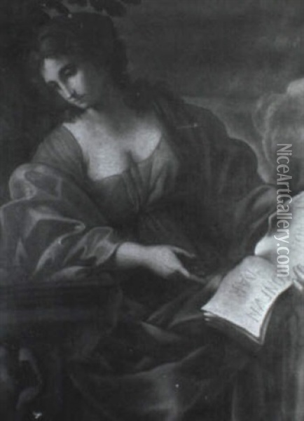 A Female Allegorical Figure Oil Painting - Giovanni Francesco Romanelli