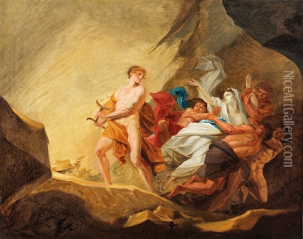 Eurydice Drawn Back Into The Underworld Oil Painting - Friedrich Heinrich Fueger