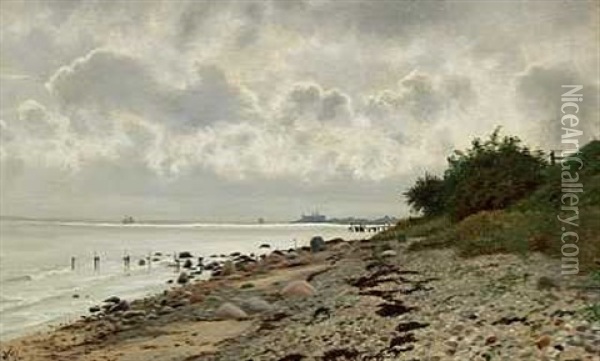 Kystparti Fra Nordsjaelland Med Udsigt Til Kronborg Oil Painting - Vilhelm Groth