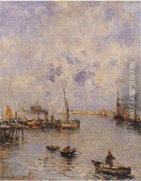 Nel Porto Di Genova, 1895 Oil Painting - Pompeo Mariani