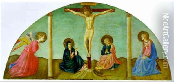 The Crucificxion And The Annunciation Oil Painting - Fra Angelico
