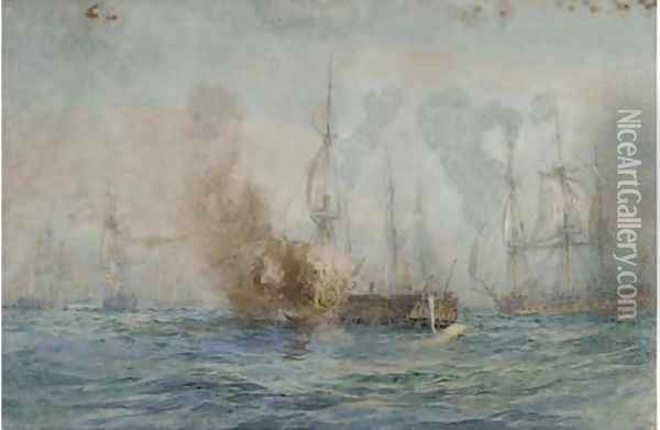 In the melee of battle Oil Painting - William Lionel Wyllie