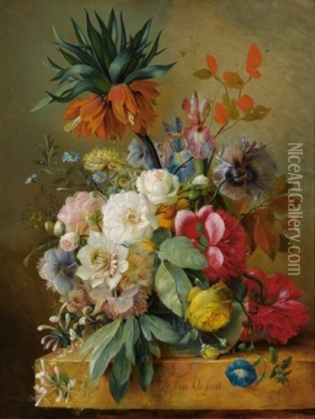 A Still Life Of Flowers Oil Painting - Georgius Jacobus Johannes van Os