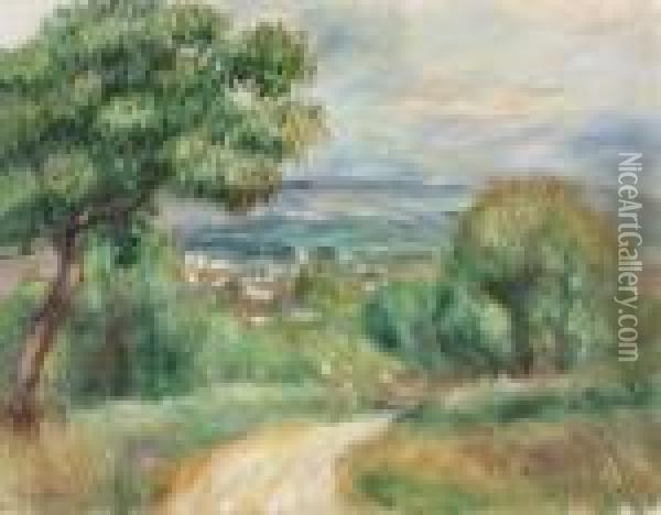 Paysage Aux Environs D'essoyes. Oil Painting - Pierre Auguste Renoir