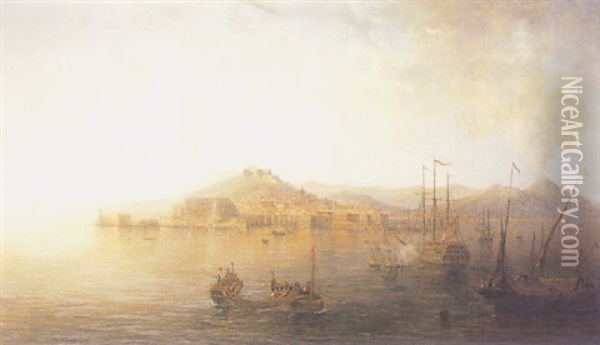 View Of Naples From The Sea Oil Painting - George Loring Brown