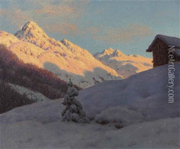 Peaks In The Engadine Oil Painting - Ivan Fedorovich Choultse