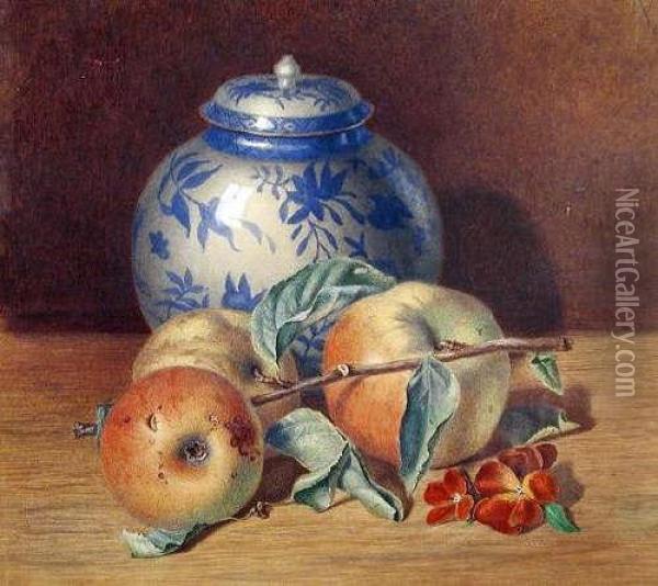 Still Life Of Fruit And A Chinese Jar Oil Painting - Walter John Holmes Knewstub