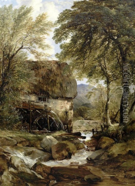 A Mill House On The River Oil Painting - Frederick Richard Lee