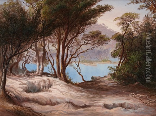 Untitled Lake Scene Oil Painting - Charles Blomfield
