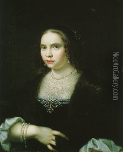 Bildnis Einer Jungen Dame (comtesse De Rosemont?) Oil Painting - Ferdinand Bol