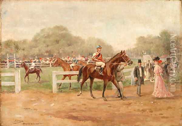 At the races Oil Painting - Joaquin Pallares y Allustante