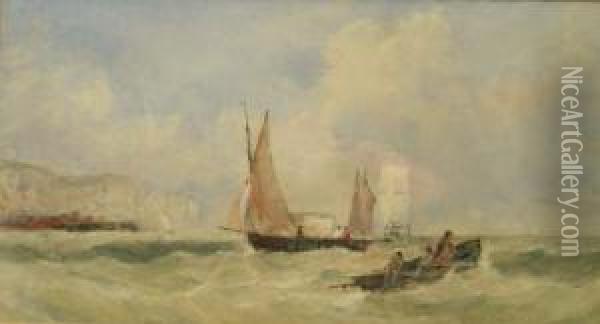 Shipping Off The Coast Oil Painting - Edward Tucker