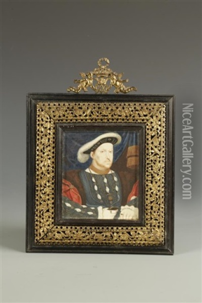 A Set Of Seven Portrait Miniatures Depicting Henry Viii And His Six Wives Oil Painting - George Perfect Harding