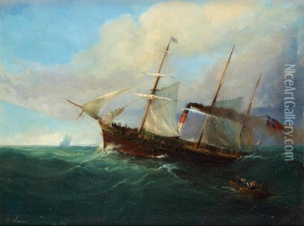 Steamboat In Distress Oil Painting - Marcus Larson