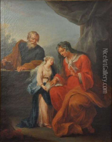 L'education De La Vierge Oil Painting - Charles-Francois-Adrien Macret