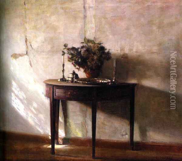 Interior I Sollys (A Sunlit Interior) Oil Painting - Carl Vilhelm Holsoe