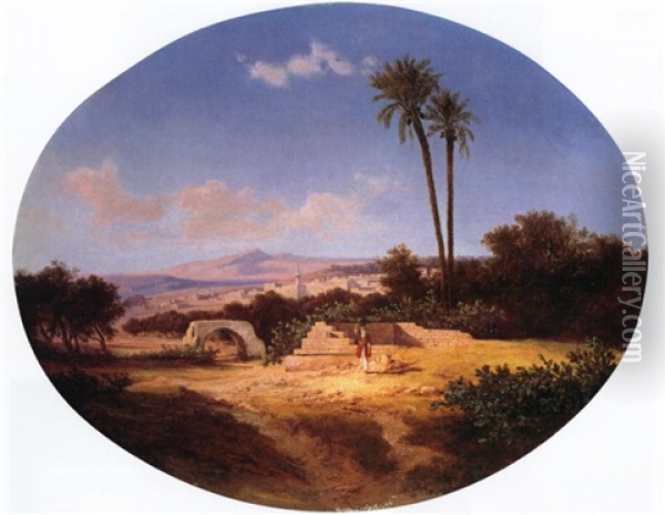 Orientalische Landschaft Mit Wassertragerin Oil Painting - Friedrich Otto Georgi