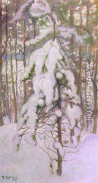 Talvi Metsassa Oil Painting - Rudolf Koivu
