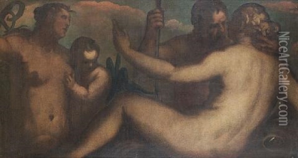 An Allegory Of River Gods Oil Painting - Jacopo Palma il Giovane